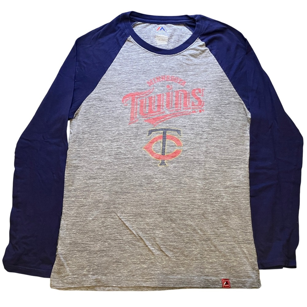 Minnesota Twins Shirt Boys‎ Extra Large Baseball Raglan Heather Gray Faded Youth